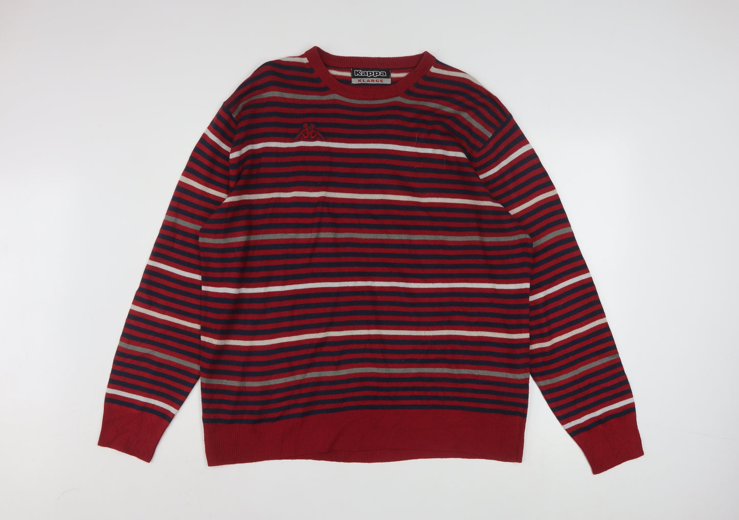 Kappa Mens Red Striped Crew Neck Pullover Jumper XL