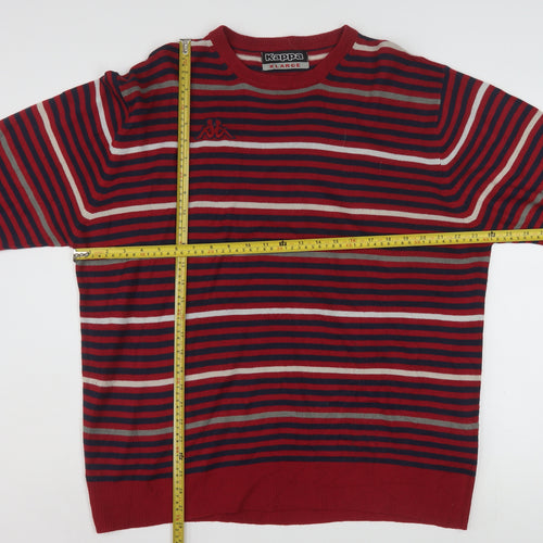 Kappa Mens Red Striped Crew Neck Pullover Jumper XL