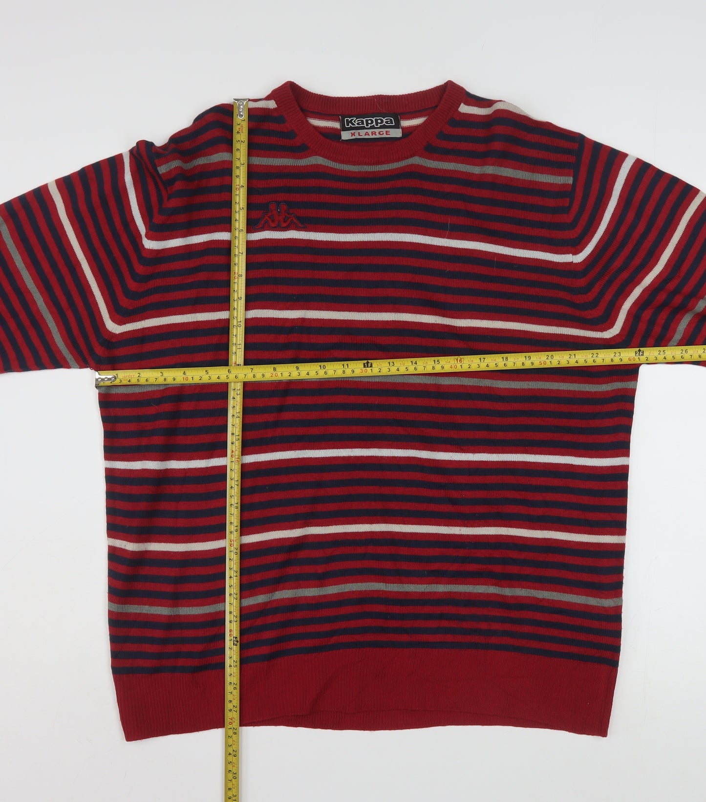 Kappa Mens Red Striped Crew Neck Pullover Jumper XL