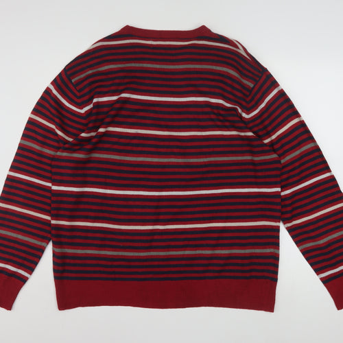 Kappa Mens Red Striped Crew Neck Pullover Jumper XL