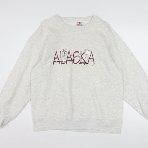 Top Threads Men's Grey Alaska Embroidered Pullover Sweatshirt Size L