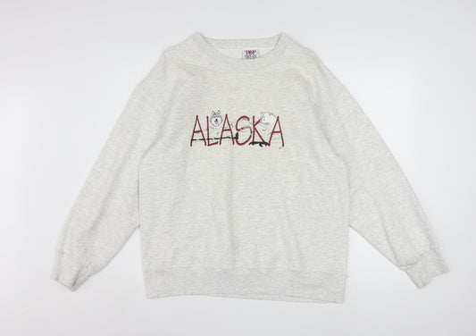 Top Threads Men's Grey Alaska Embroidered Pullover Sweatshirt Size L