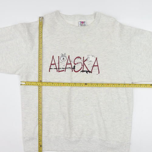 Top Threads Men's Grey Alaska Embroidered Pullover Sweatshirt Size L