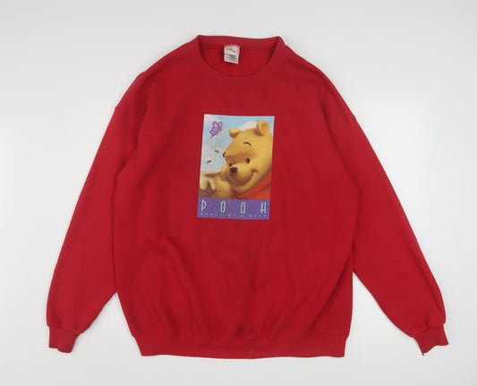 Disney Store Women Red Winnie the Pooh Pullover Sweatshirt XL