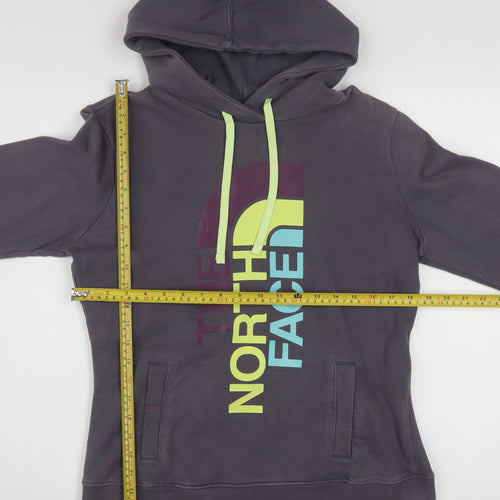 The North Face Womens Grey Pullover Hoodie Size M Graphic Print Cotton Blend