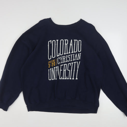 Anvil Navy Sweatshirt Women XL Colorado Christian University Logo