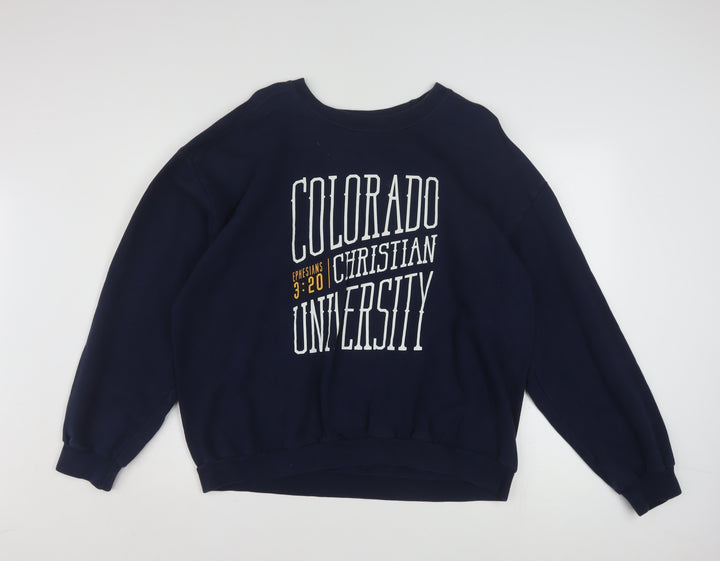 Anvil Navy Sweatshirt Women XL Colorado Christian University Logo