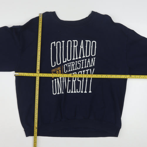 Anvil Navy Sweatshirt Women XL Colorado Christian University Logo