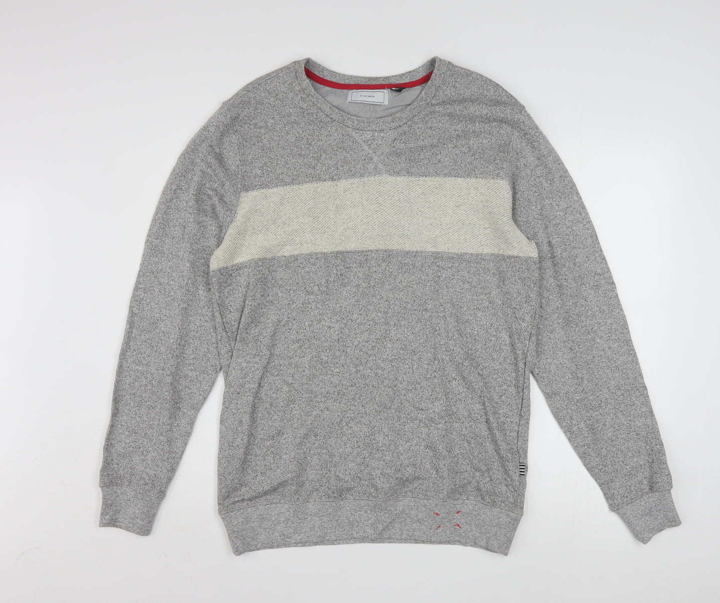 Five Four Men's Grey L Crew Neck Pullover Sweatshirt