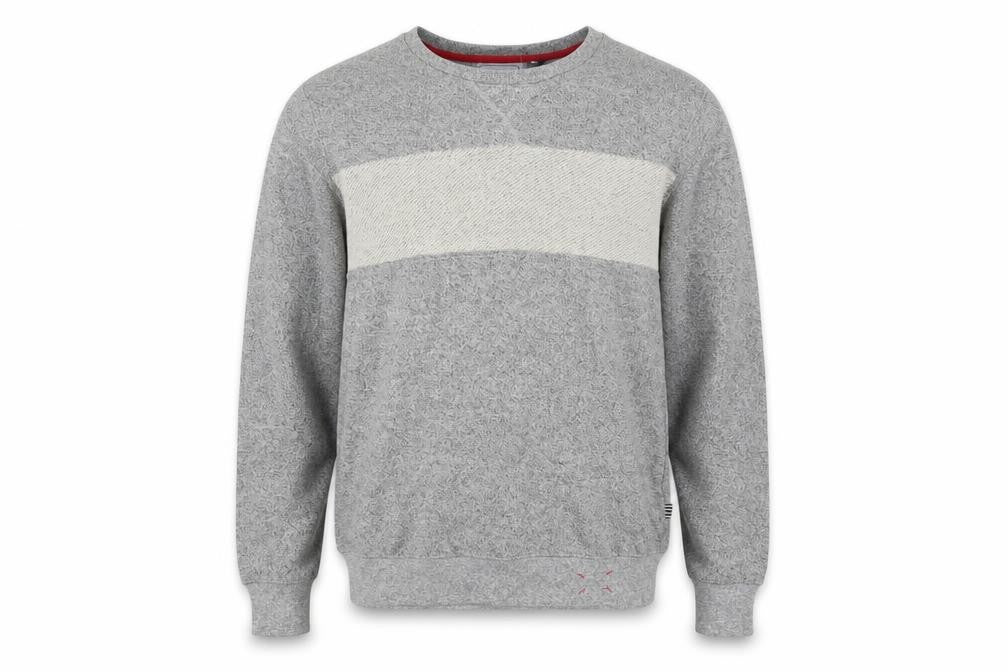 Front view of Five Four Men's Grey L Crew Neck Pullover Sweatshirt