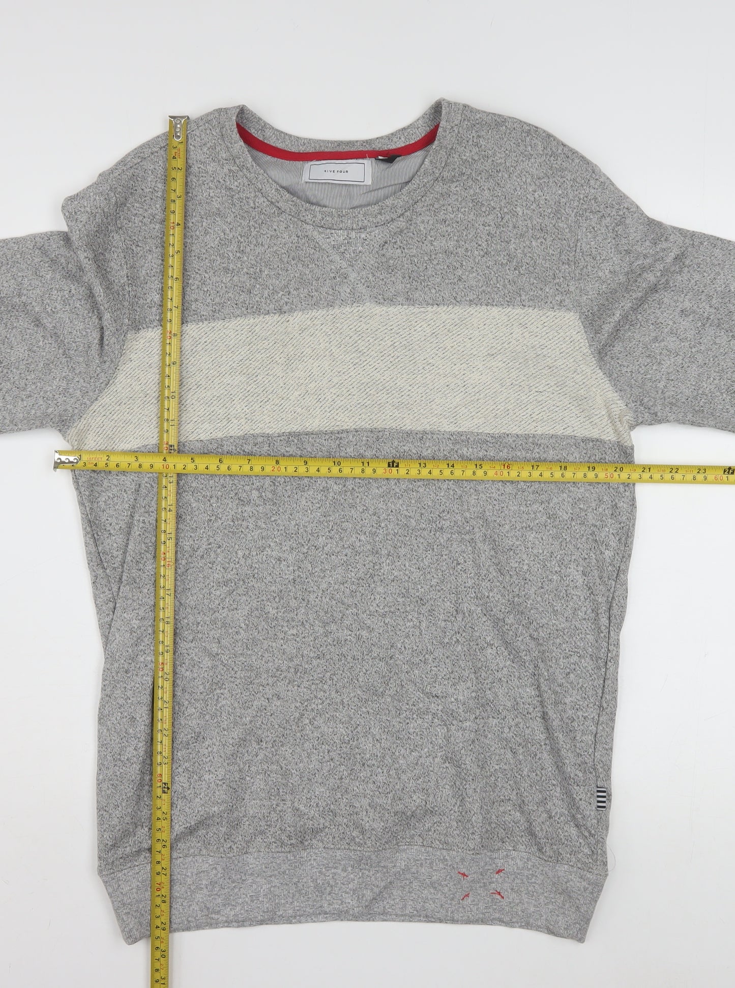 Five Four Men's Grey L Crew Neck Pullover Sweatshirt