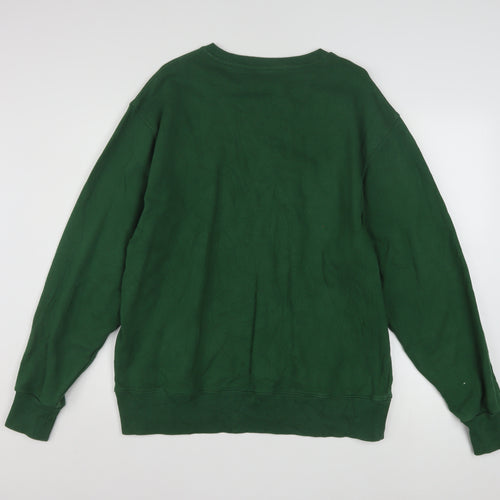 9N1M SENSE Men’s Green Cotton Crew Neck Pullover Sweatshirt L