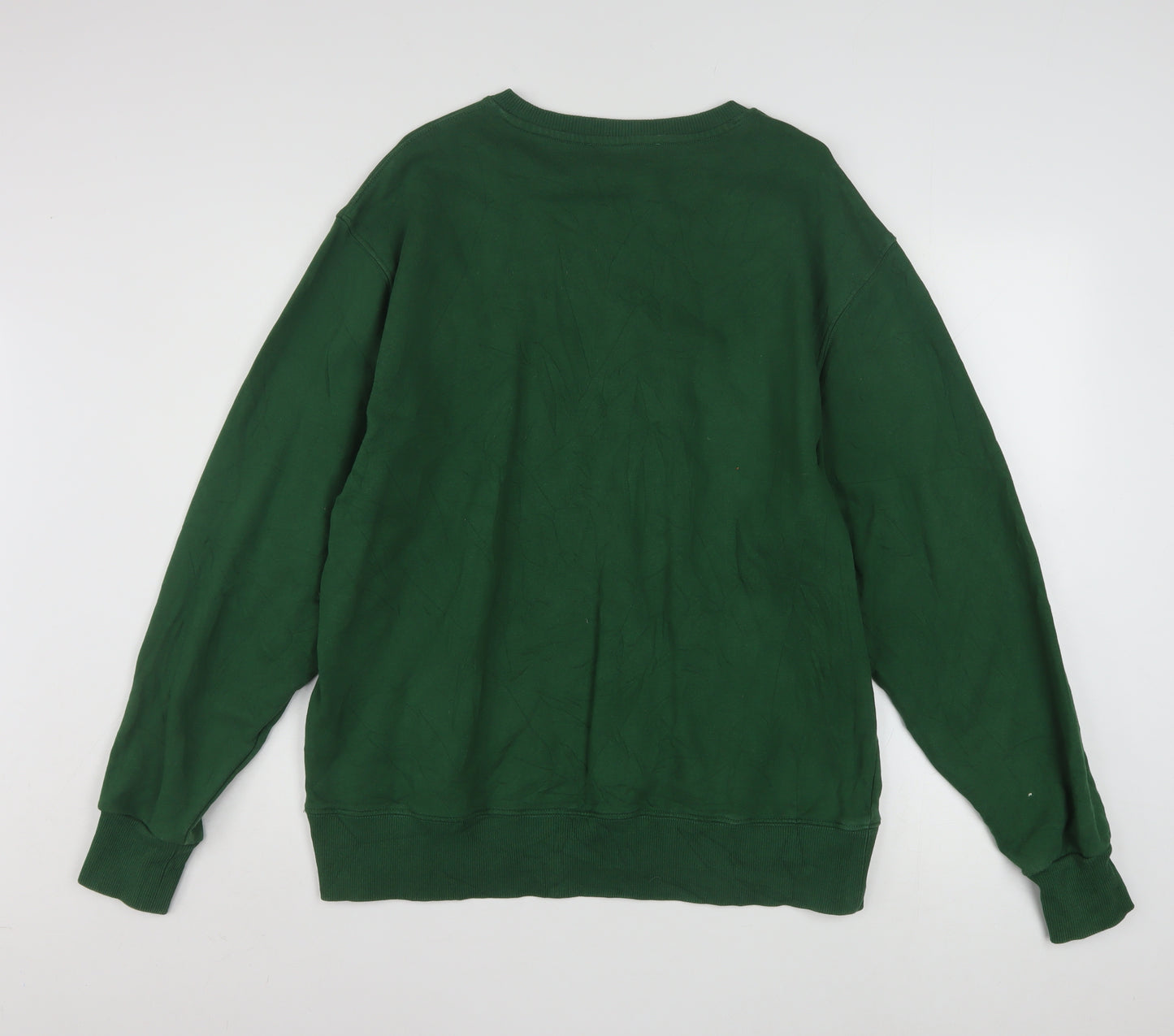 9N1M SENSE Men’s Green Cotton Crew Neck Pullover Sweatshirt L