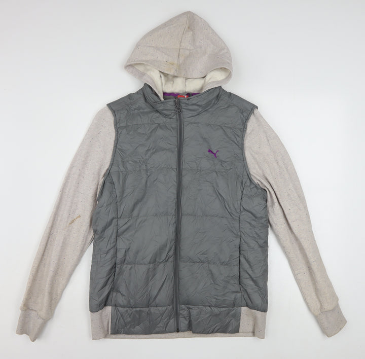 Puma Women's Grey Hooded Puffer Jacket Size 16 Casual Sportswear