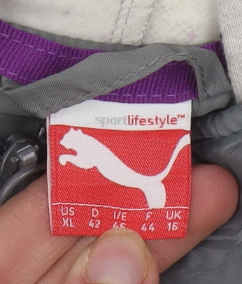 Puma Women's Grey Hooded Puffer Jacket Size 16 Casual Sportswear