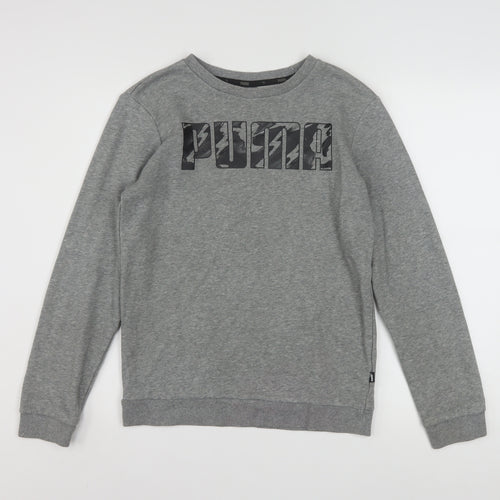 Puma Boys Grey Logo Crew Neck Pullover Sweatshirt 13-14 Years