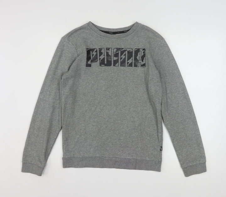 Puma Boys Grey Logo Crew Neck Pullover Sweatshirt 13-14 Years