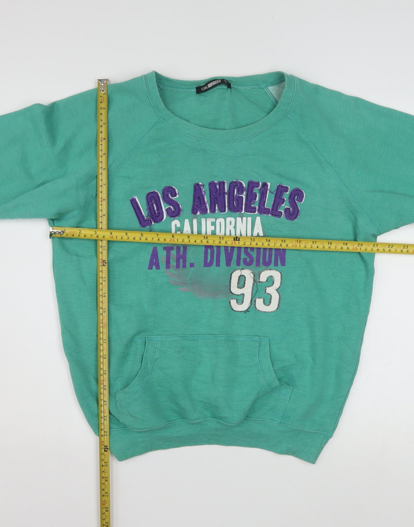 Girl Express Women's Green Los Angeles Graphic Pullover Sweatshirt Size 10