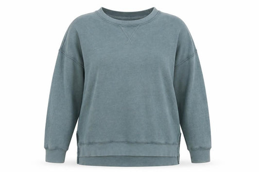 Front view of Time and Tru Women’s Gem Slate Blue Pullover Sweatshirt, size UK 12-14