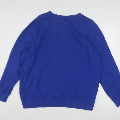 Holiday Editions Womens Blue Embroidered Pullover Sweatshirt Size 2XL