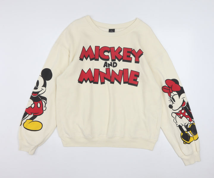 Disney Girls Beige Mickey and Minnie Sweatshirt L 11-13 Years Pullover