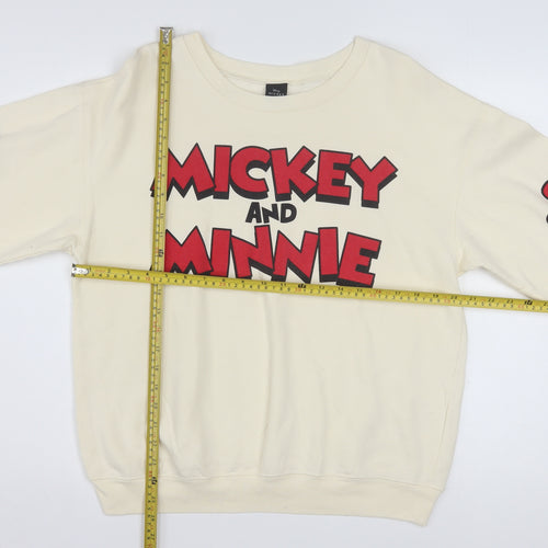 Disney Girls Beige Mickey and Minnie Sweatshirt L 11-13 Years Pullover