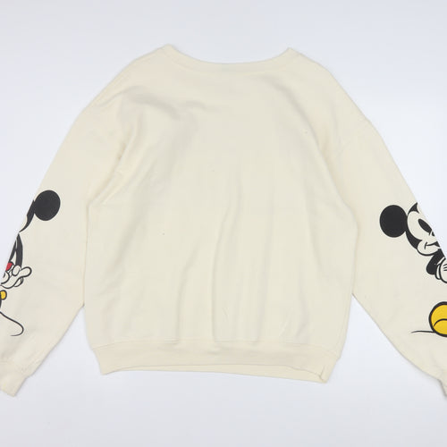 Disney Girls Beige Mickey and Minnie Sweatshirt L 11-13 Years Pullover