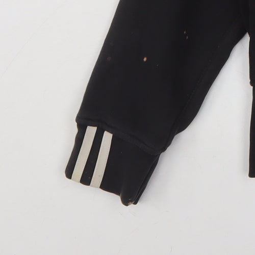Adidas Women Black Size 10 Pullover Hoodie with Striped Cuffs
