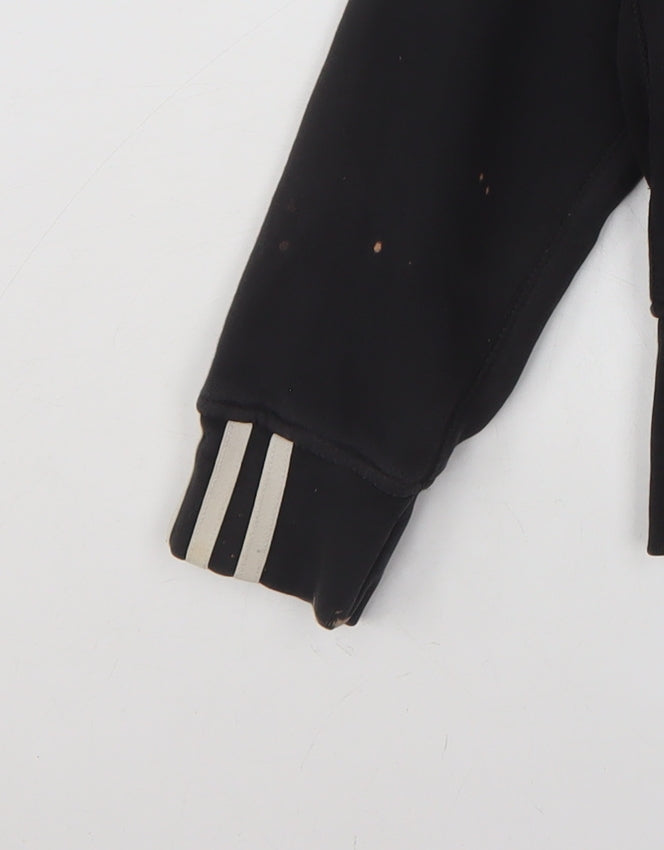 Adidas Women Black Size 10 Pullover Hoodie with Striped Cuffs