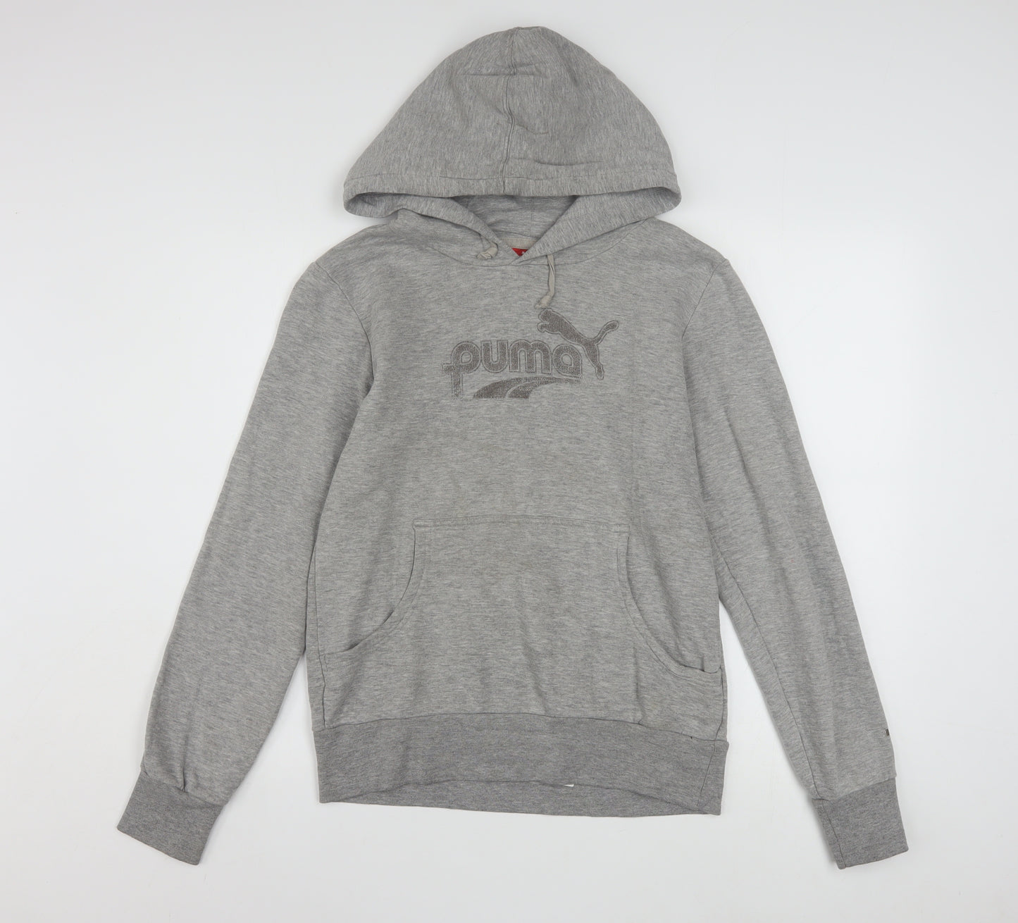 Puma Womens Grey Hoodie UK 12 Pullover Cotton Blend Logo Sweatshirt