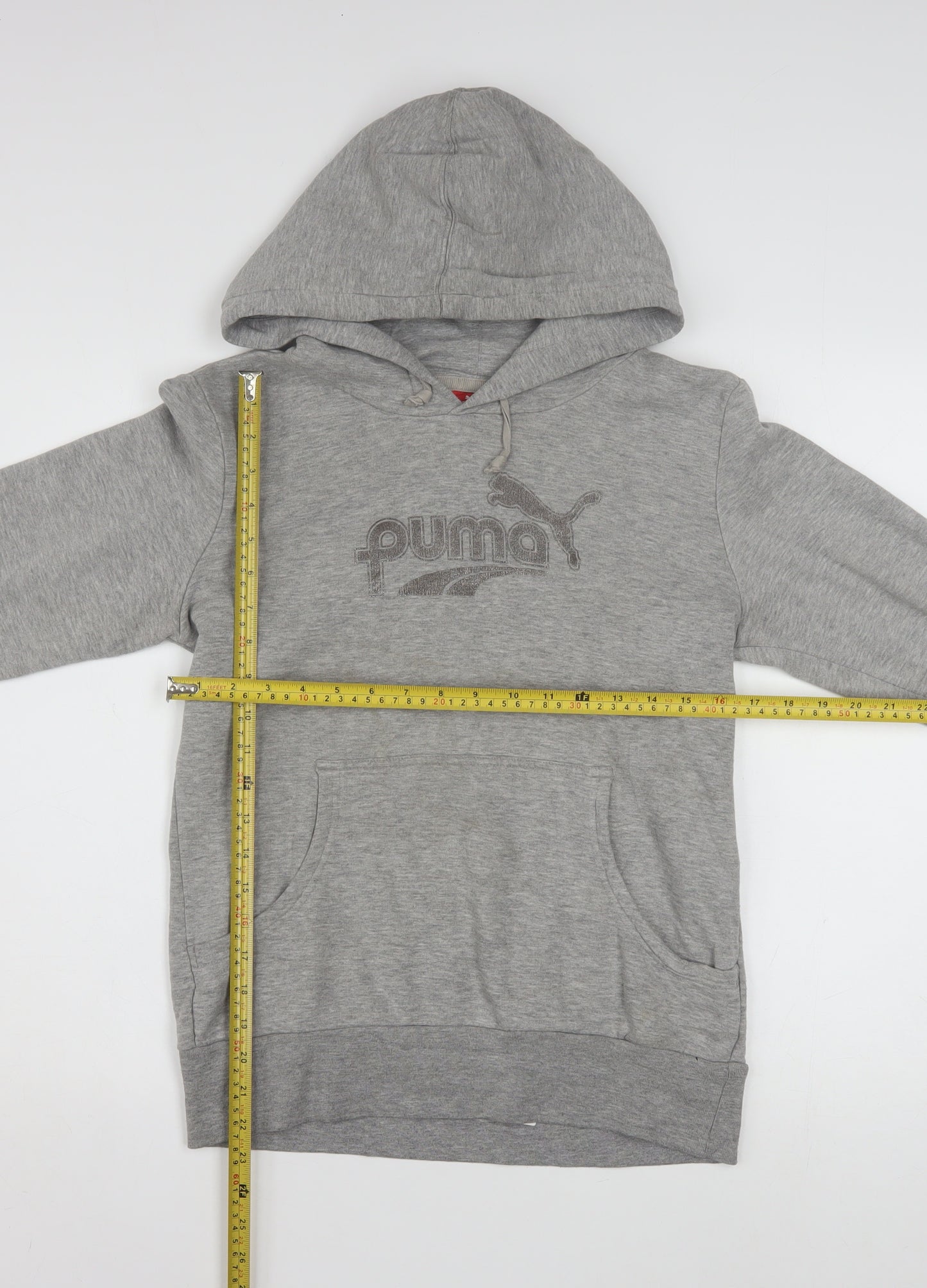 Puma Womens Grey Hoodie UK 12 Pullover Cotton Blend Logo Sweatshirt