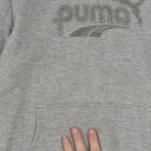 Puma Womens Grey Hoodie UK 12 Pullover Cotton Blend Logo Sweatshirt
