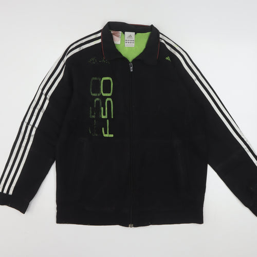 Adidas Boys Black 13-14 Years Track Jacket Full Zip Lined Sportswear