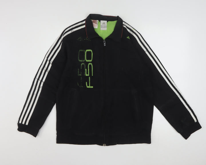 Adidas Boys Black 13-14 Years Track Jacket Full Zip Lined Sportswear