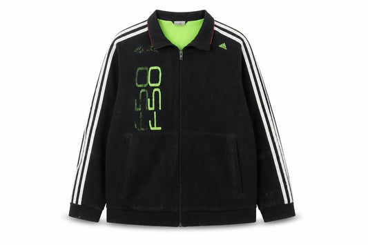 Front view of Adidas boys’ black 13-14 years track jacket full zip lined sportswear