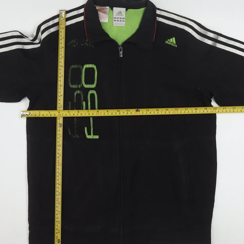 Adidas Boys Black 13-14 Years Track Jacket Full Zip Lined Sportswear