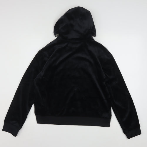 adidas Girls Black Velvet Hooded Pullover Sweatshirt 14-15 Years XL