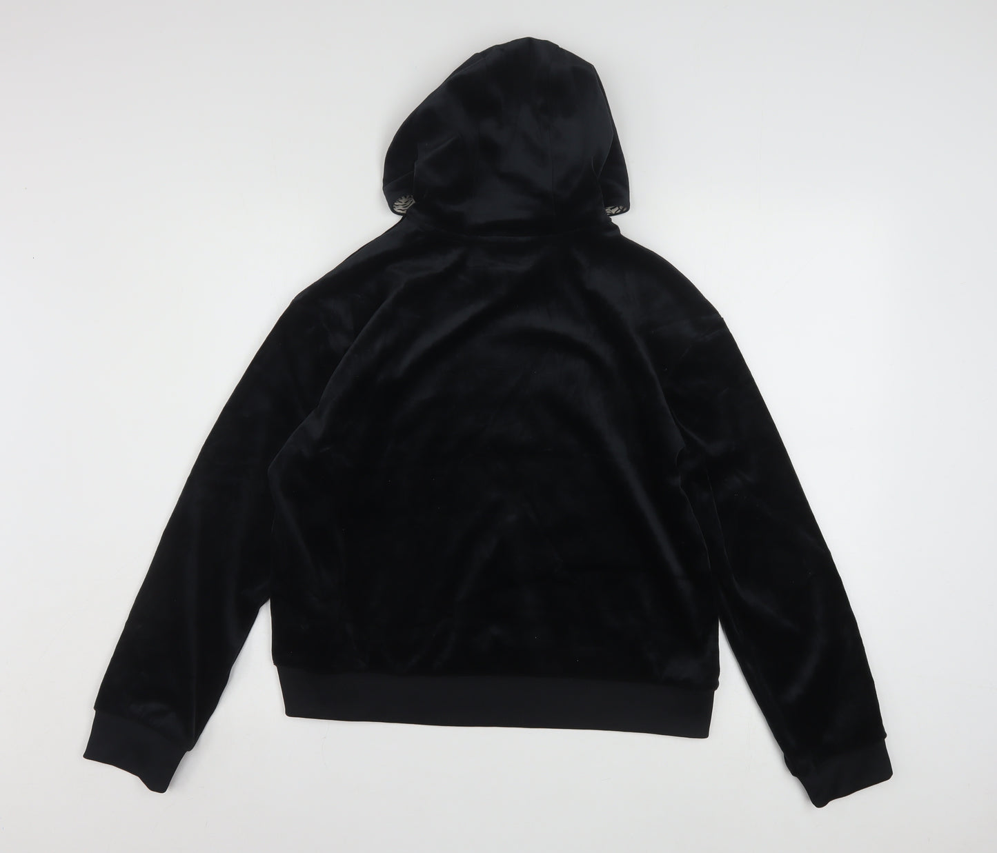 adidas Girls Black Velvet Hooded Pullover Sweatshirt 14-15 Years XL