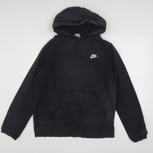 Nike Men's Black Pullover Hoodie Size M Logo Fleece Sweatshirt