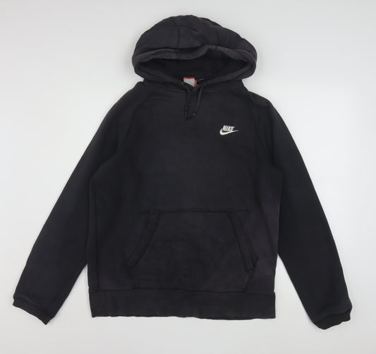 Nike Men's Black Pullover Hoodie Size M Logo Fleece Sweatshirt