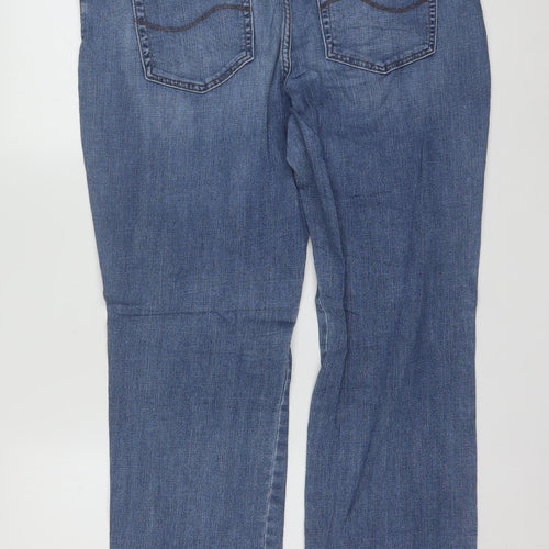 Lee Womens Blue Straight Leg Relaxed Fit Mid Rise Jeans Size 16