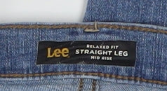 Lee Womens Blue Straight Leg Relaxed Fit Mid Rise Jeans Size 16