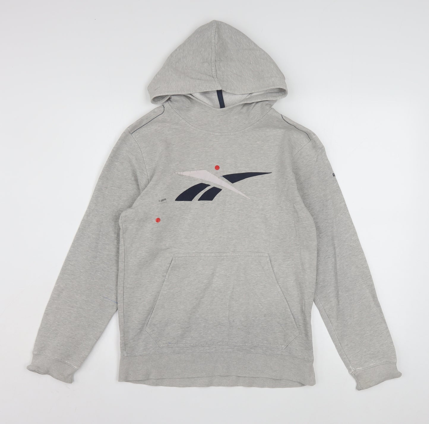 Reebok Girls Grey Hoodie 11-12 Years Pullover Graphic Logo Sweatshirt