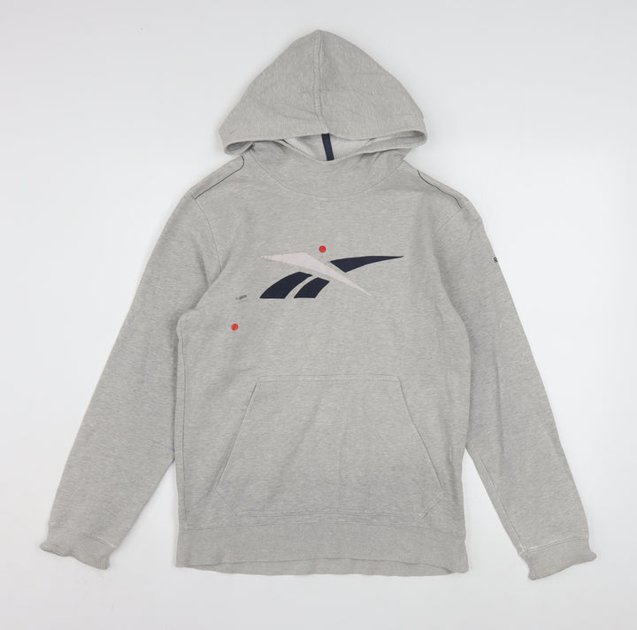 Reebok Girls Grey Hoodie 11-12 Years Pullover Graphic Logo Sweatshirt