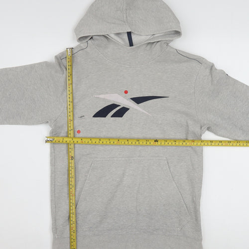 Reebok Girls Grey Hoodie 11-12 Years Pullover Graphic Logo Sweatshirt