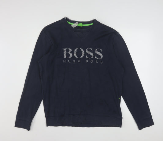 Hugo Boss Men's Blue Slim Fit Logo Sweatshirt XL