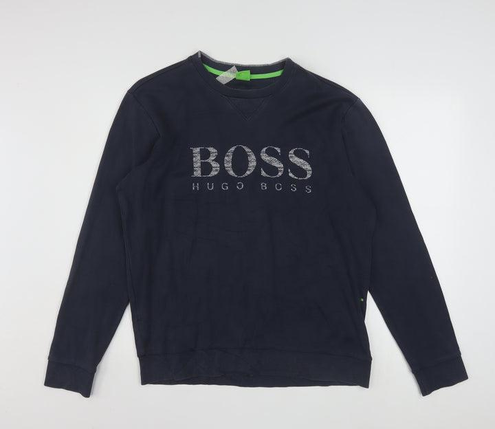 Hugo Boss Men's Blue Slim Fit Logo Sweatshirt XL