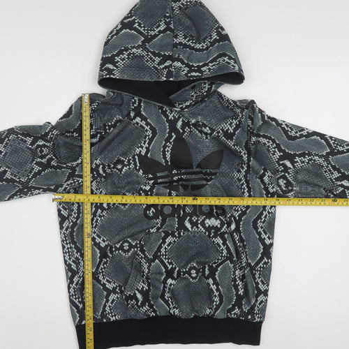 Adidas Womens Black Snake Print Pullover Hoodie Size 14 UK