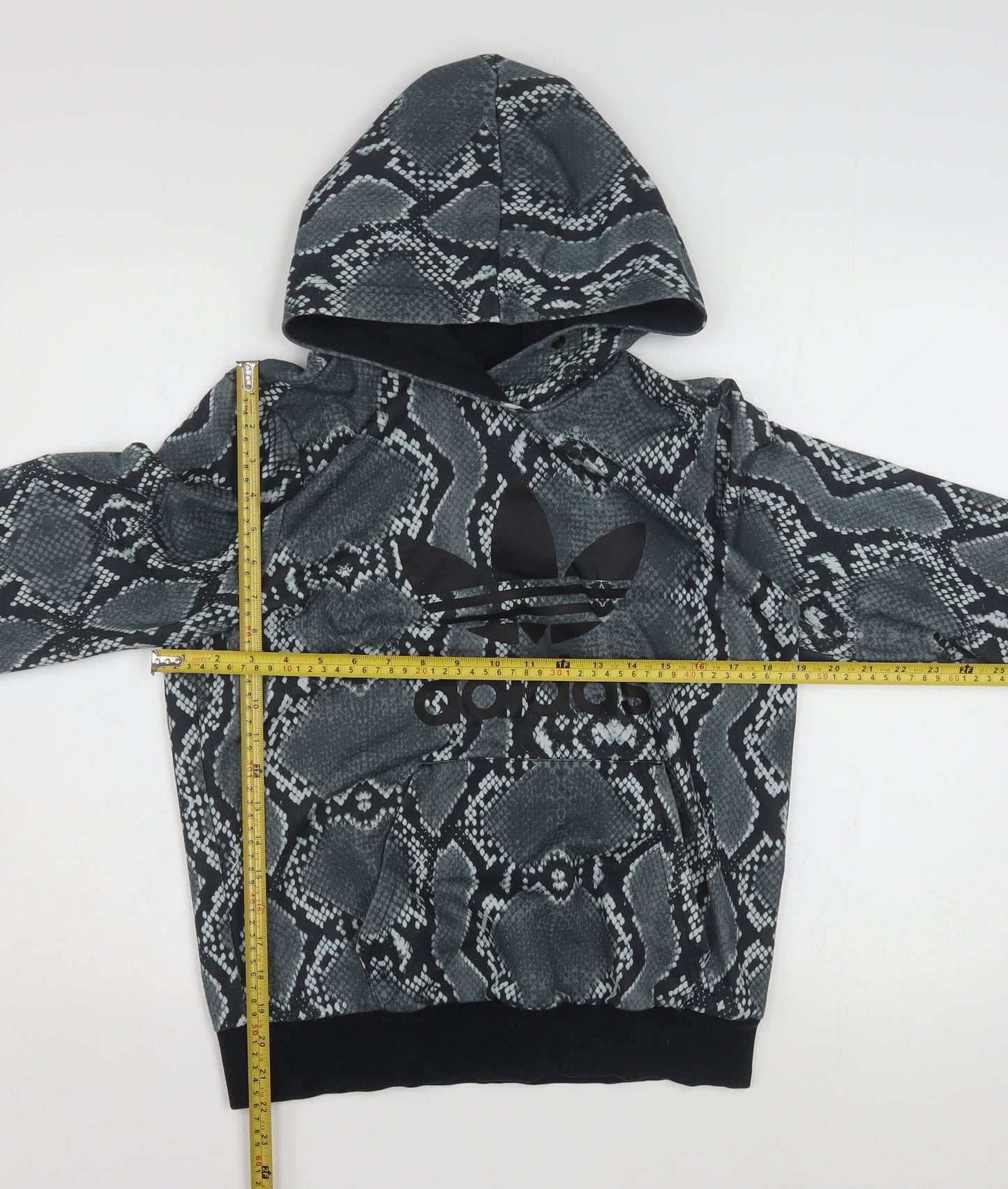 Adidas Womens Black Snake Print Pullover Hoodie Size 14 UK