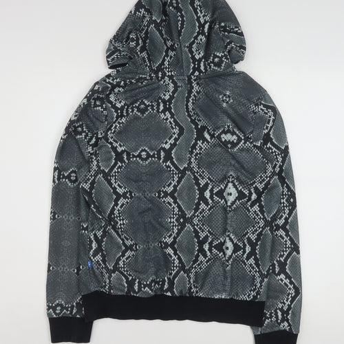 Adidas Womens Black Snake Print Pullover Hoodie Size 14 UK